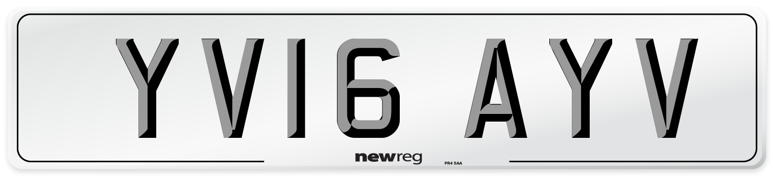 YV16 AYV Number Plate from New Reg
